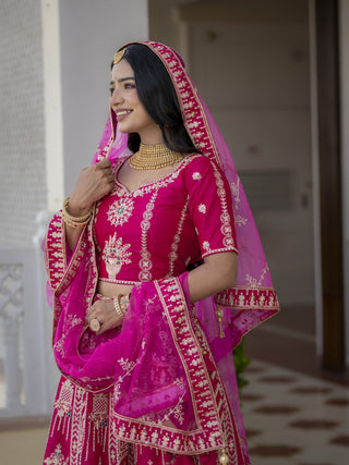 Pink Silk Bridal Lehenga Choli ClothsVilla