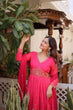 Load image into Gallery viewer, Pink Silk Embroidered Anarkali Gown ClothsVilla