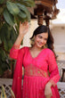 Load image into Gallery viewer, Pink Silk Embroidered Anarkali Gown ClothsVilla