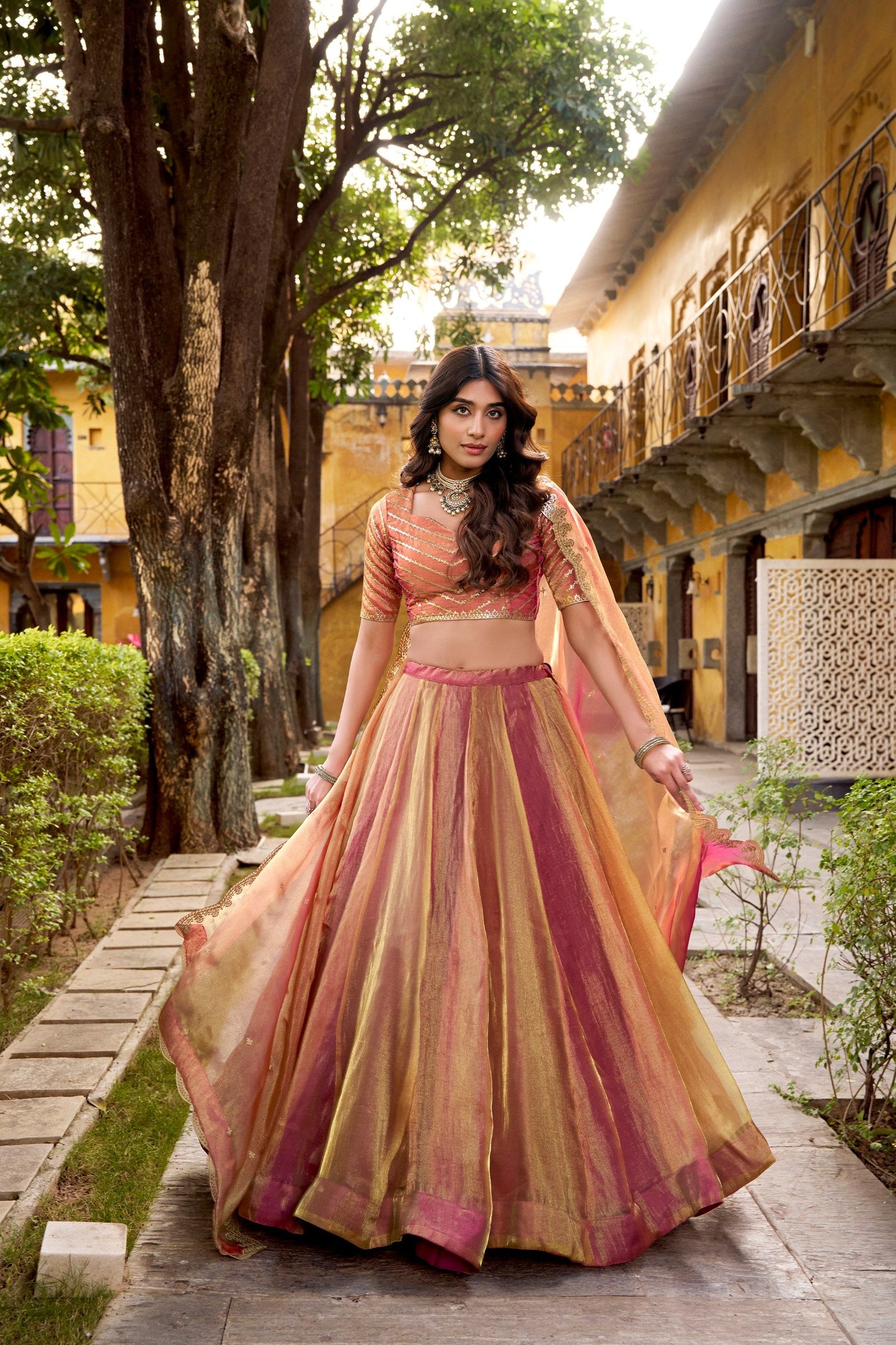 Pink Silk Embroidered Lehenga Set ClothsVilla