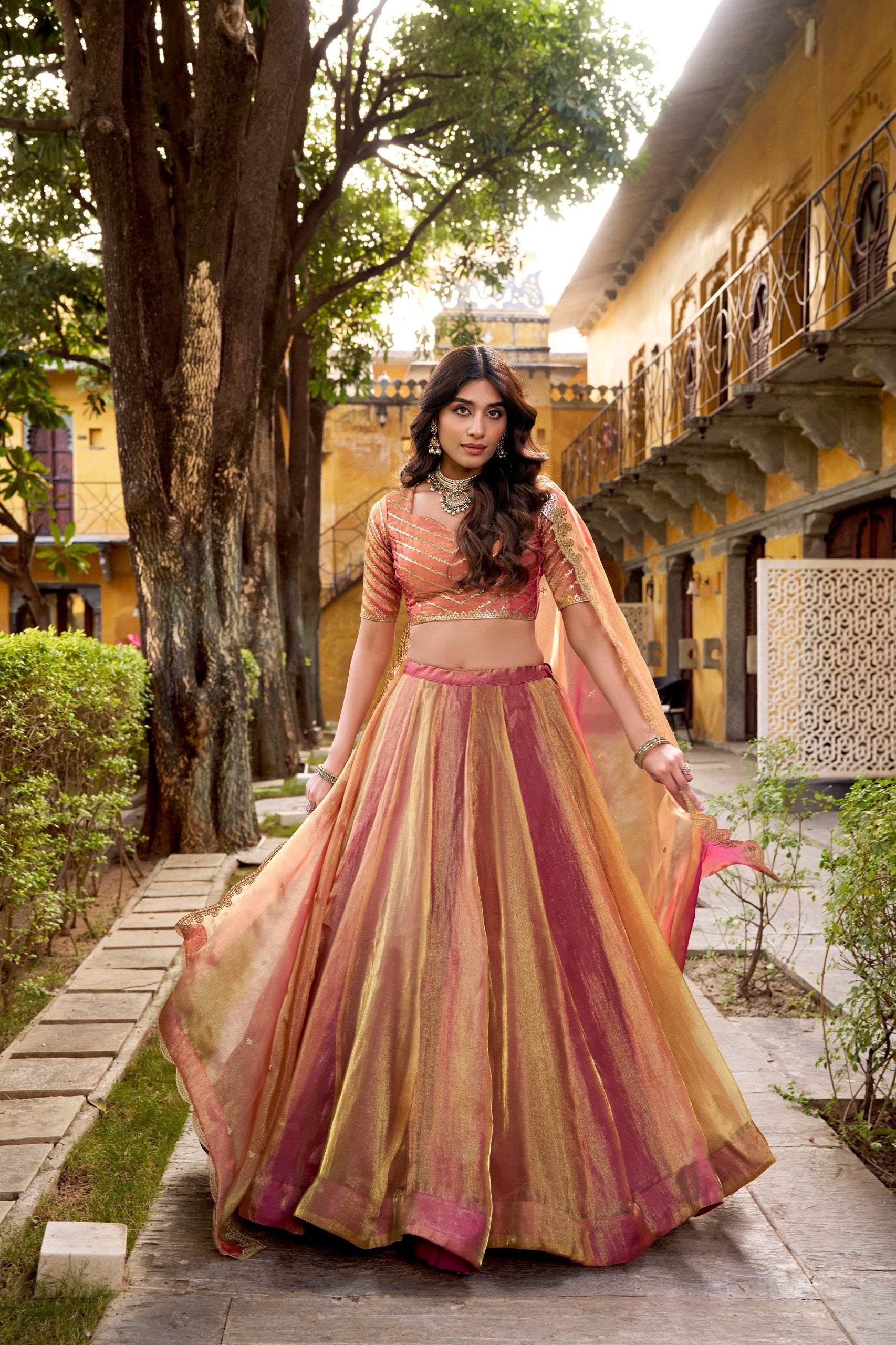 Pink Silk Embroidered Lehenga Set ClothsVilla