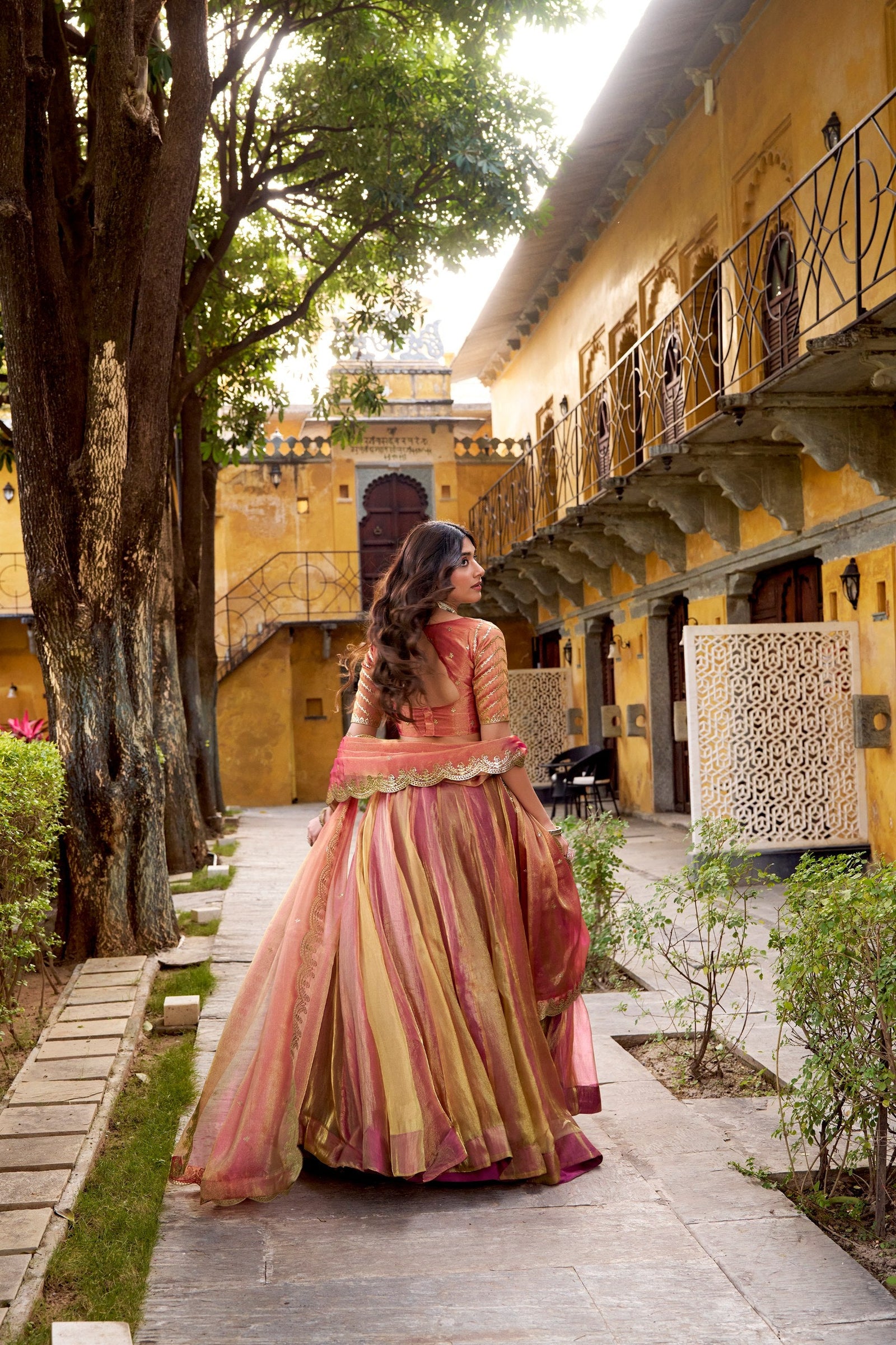 Pink Silk Embroidered Lehenga Set ClothsVilla