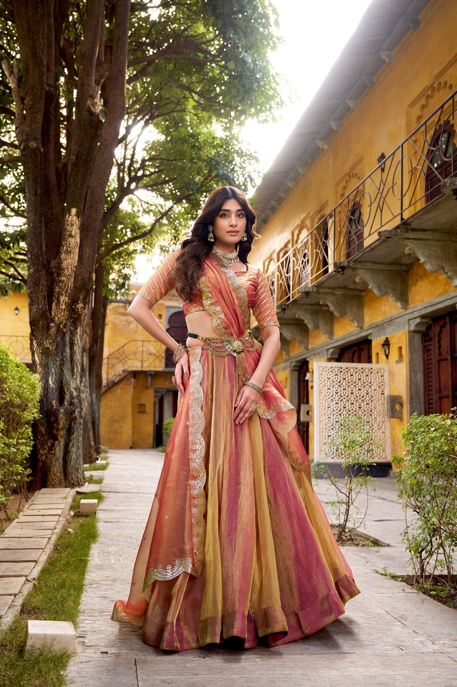 Pink Silk Embroidered Lehenga Set ClothsVilla