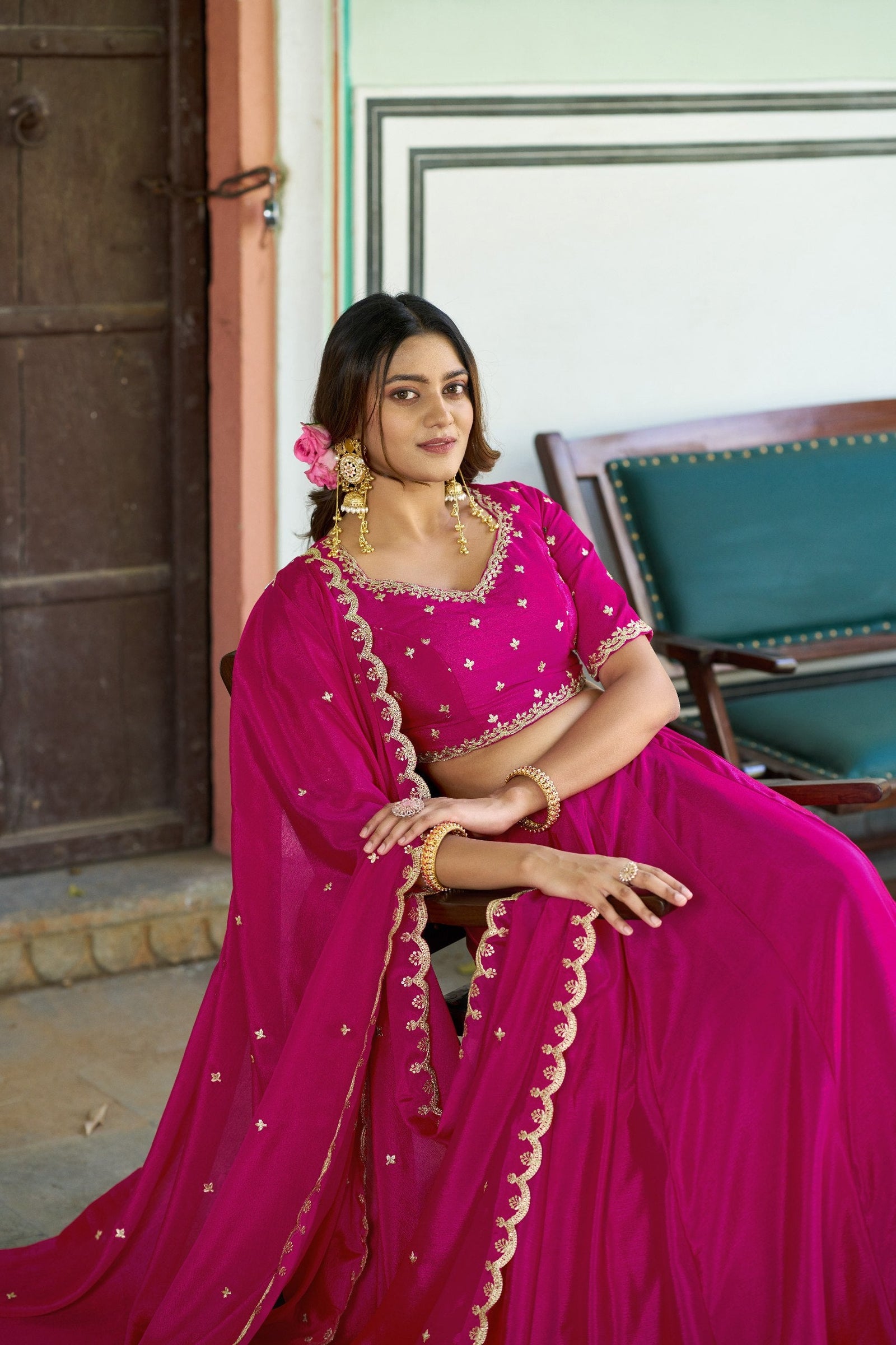 Pink Silk Embroidered Lehenga ClothsVilla