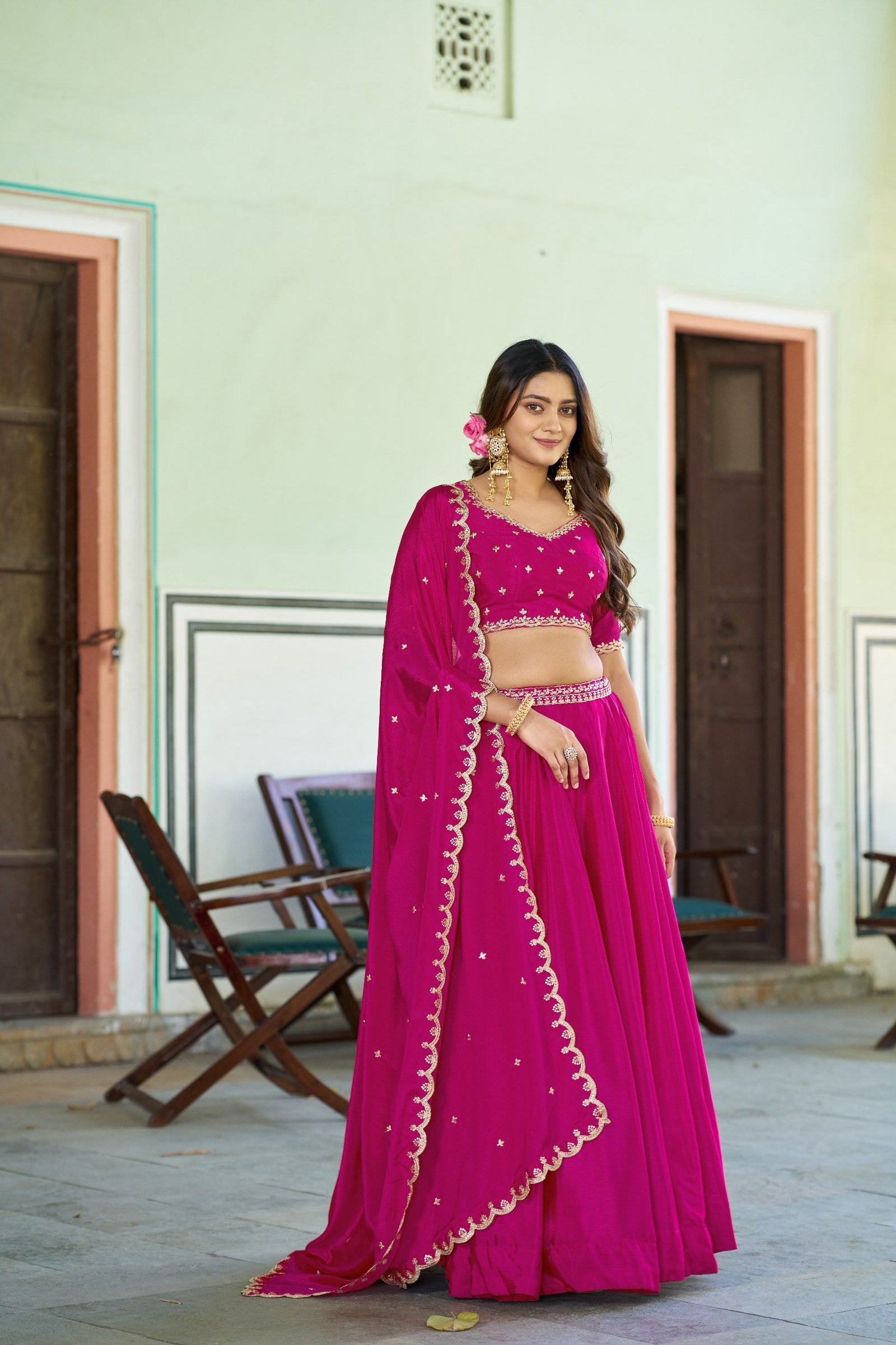 Pink Silk Embroidered Lehenga ClothsVilla