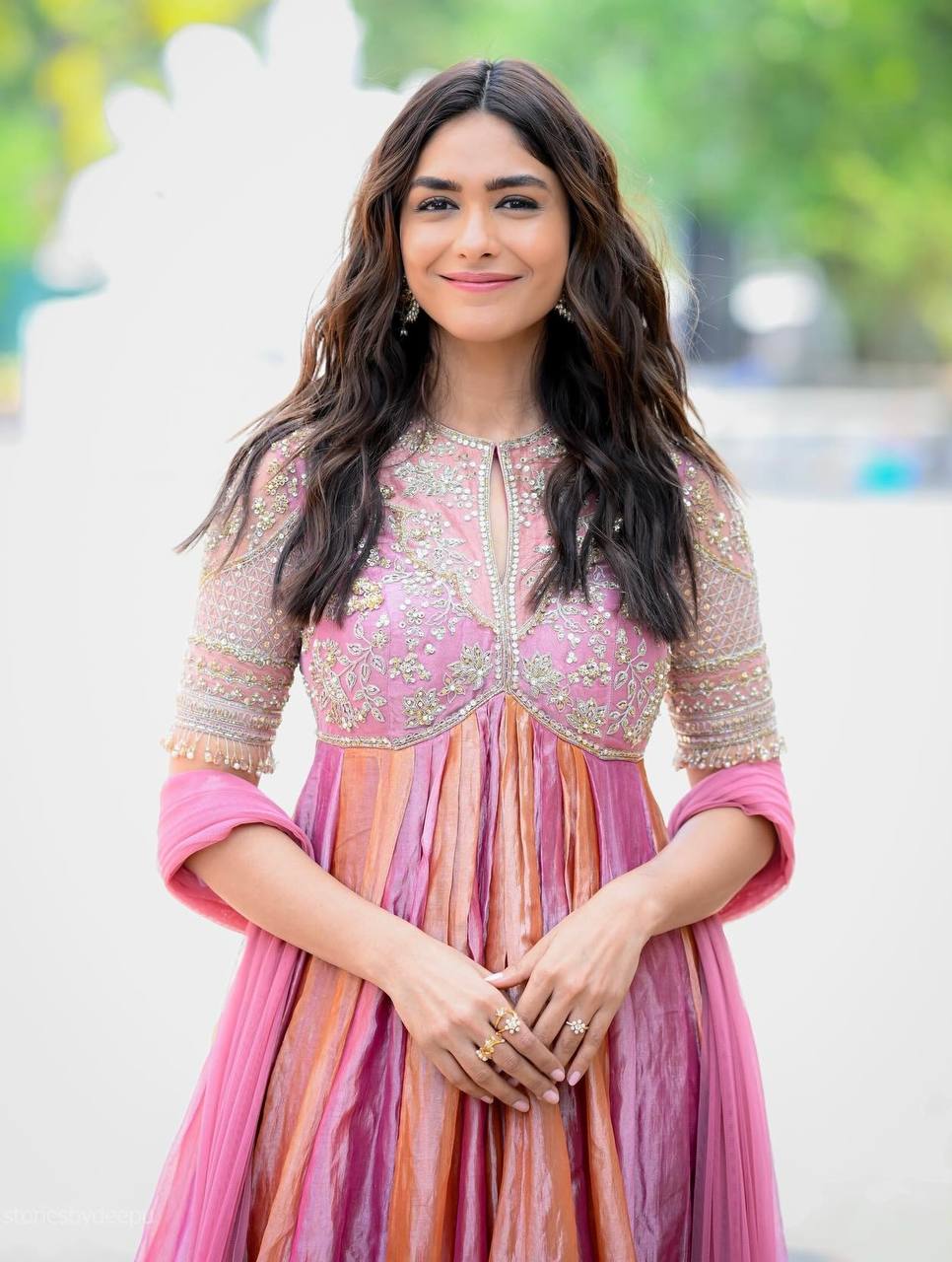 Pink Silk Embroidery Beads Work Gown ClothsVilla