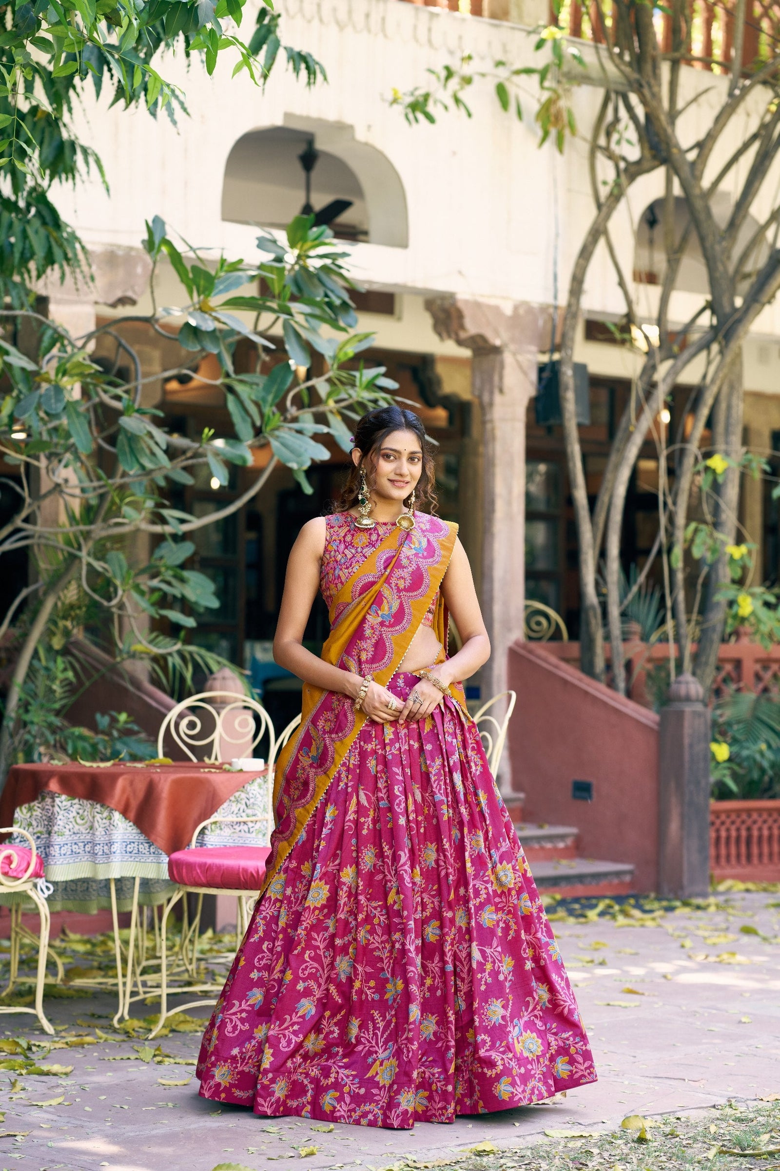Pink Silk Foil Print Lehenga Set Clothsvilla