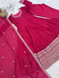 Load image into Gallery viewer, Pink Silk Full Kali Anarkali Gown set ClothsVilla