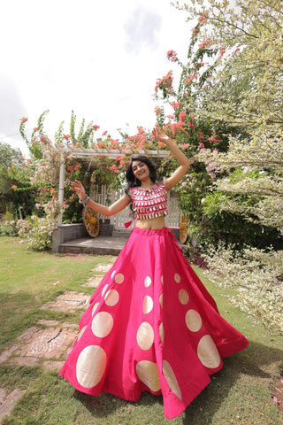 Pink Silk Gota Pattern Lehenga Set ClothsVilla