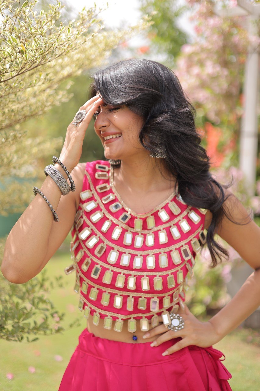 Pink Silk Gota Pattern Lehenga Set ClothsVilla