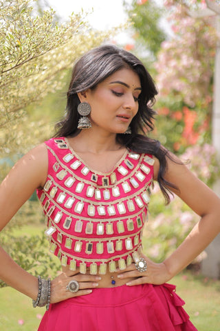 Pink Silk Gota Pattern Lehenga Set ClothsVilla