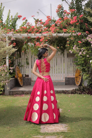 Pink Silk Gota Pattern Lehenga Set ClothsVilla