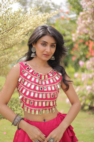 Pink Silk Gota Pattern Lehenga Set ClothsVilla