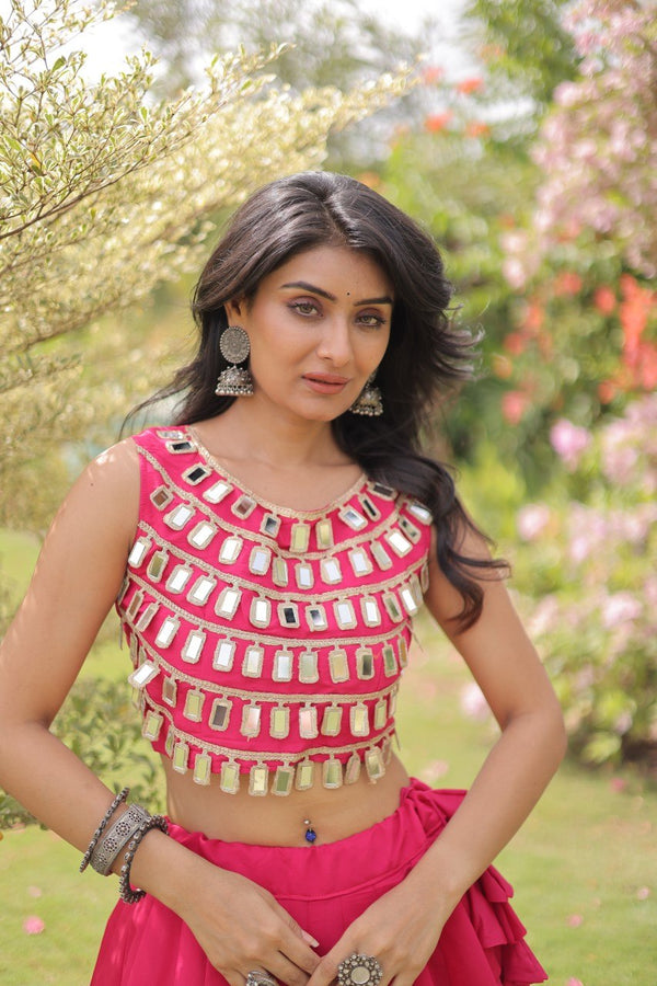 Pink Silk Gota Pattern Lehenga Set ClothsVilla