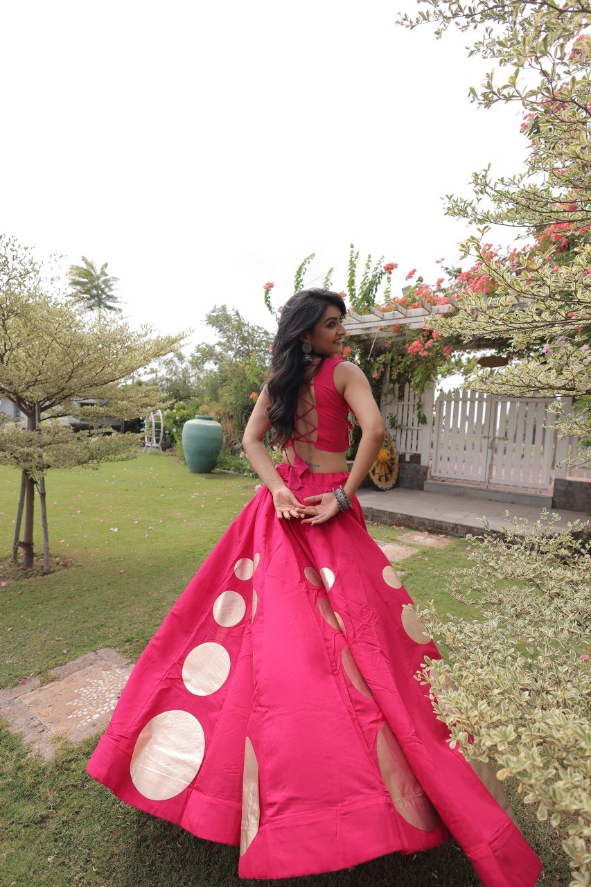 Pink Silk Gota Pattern Lehenga Set ClothsVilla
