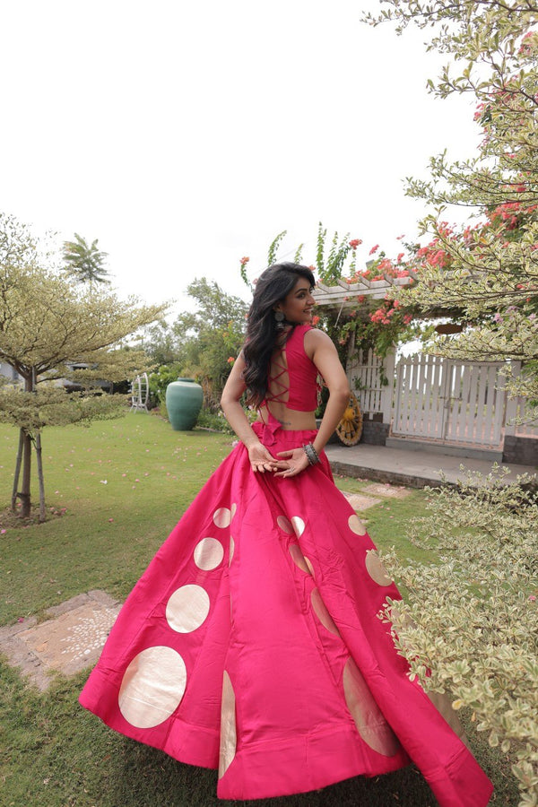 Pink Silk Gota Pattern Lehenga Set ClothsVilla