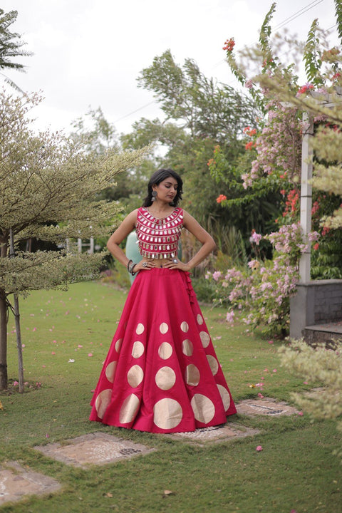 Pink Silk Gota Pattern Lehenga Set ClothsVilla Main image