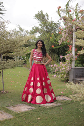Pink Silk Gota Pattern Lehenga Set ClothsVilla