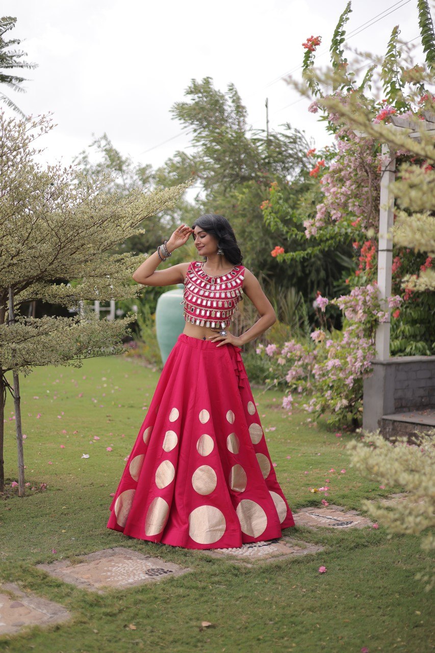 Pink Silk Gota Pattern Lehenga Set ClothsVilla
