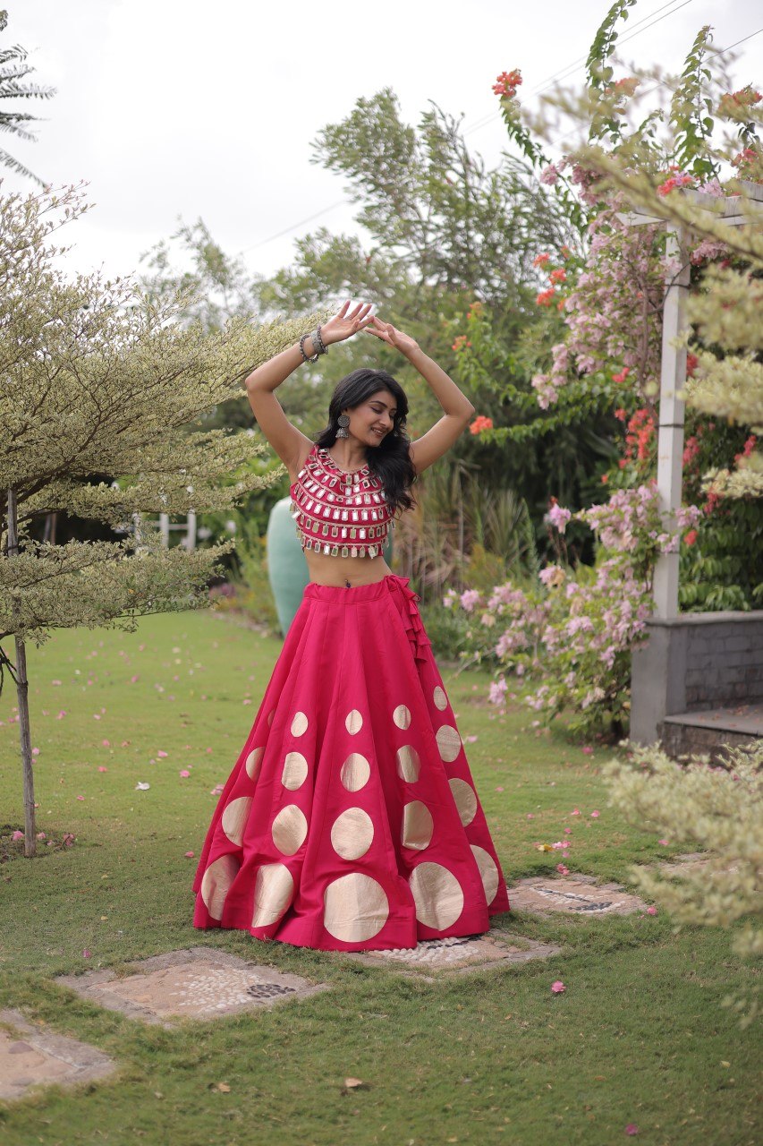 Pink Silk Gota Pattern Lehenga Set ClothsVilla
