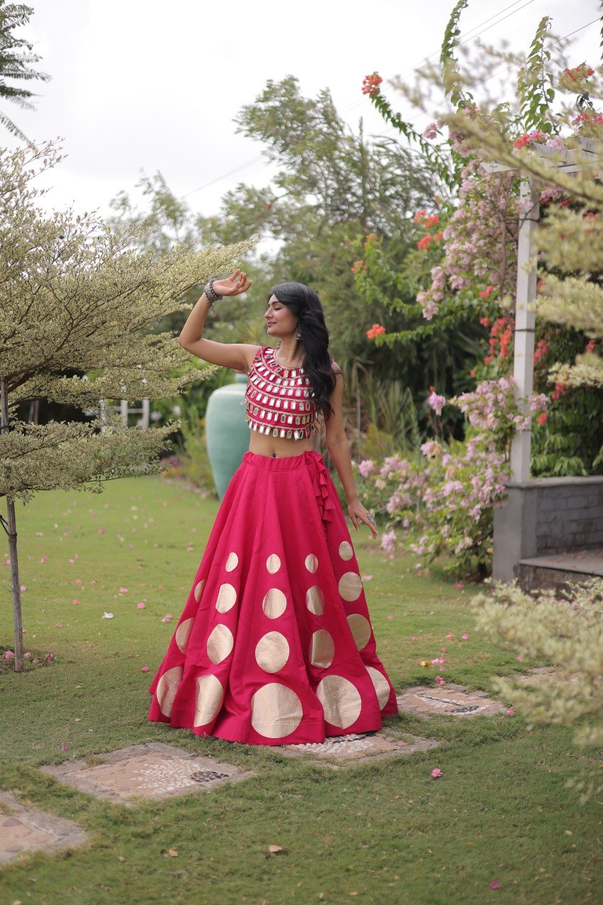 Pink Silk Gota Pattern Lehenga Set ClothsVilla