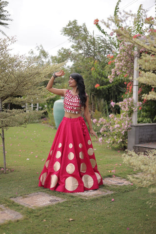 Pink Silk Gota Pattern Lehenga Set ClothsVilla