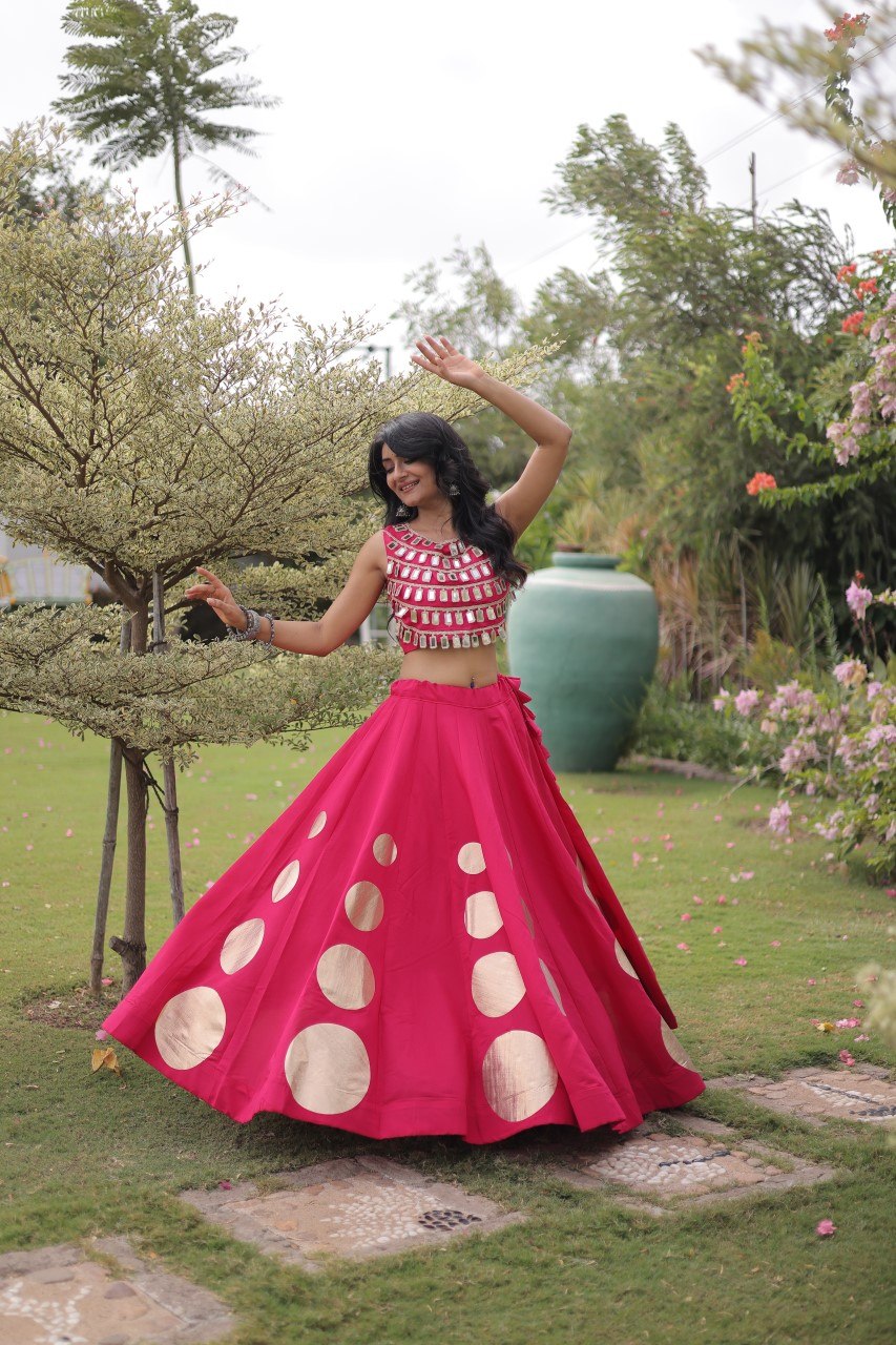 Pink Silk Gota Pattern Lehenga Set ClothsVilla