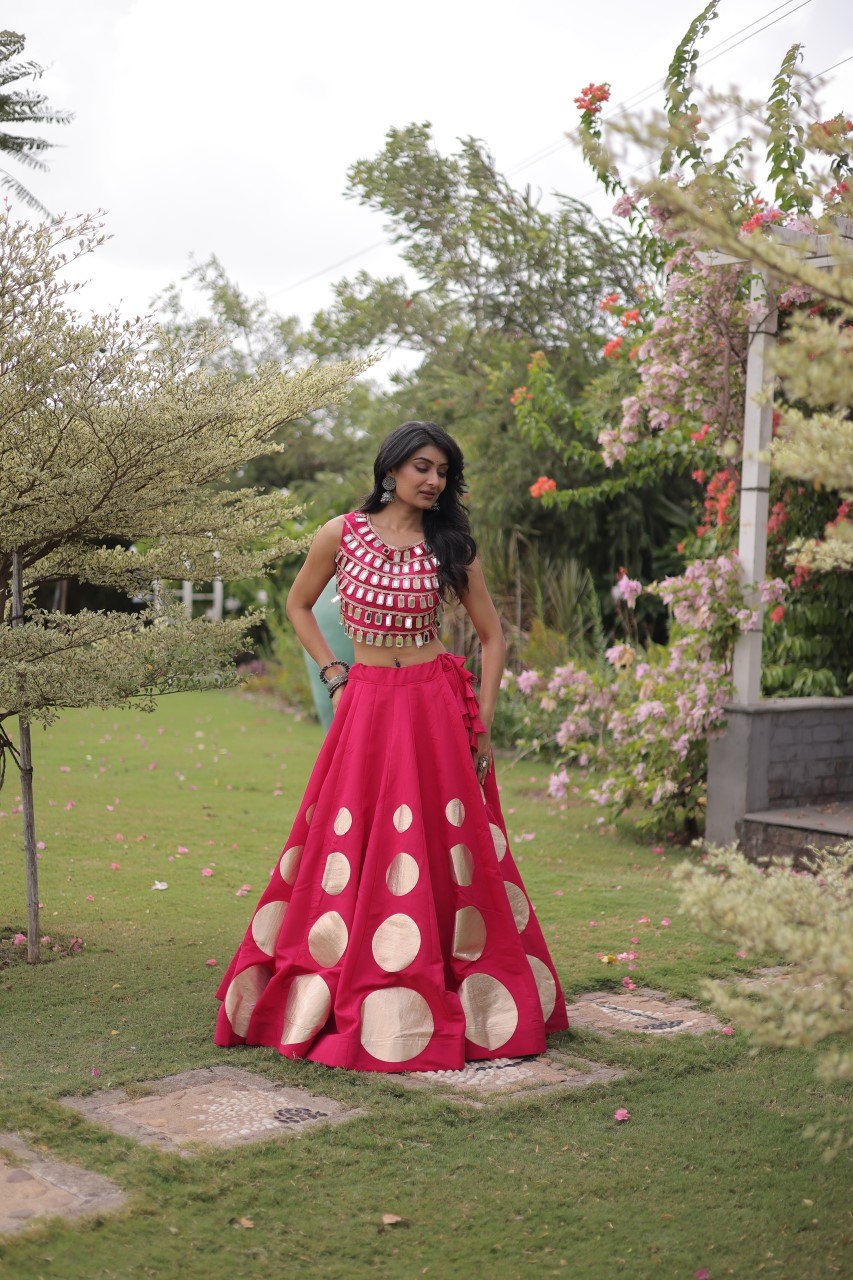 Pink Silk Gota Pattern Lehenga Set ClothsVilla