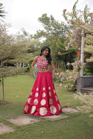 Pink Silk Gota Pattern Lehenga Set ClothsVilla