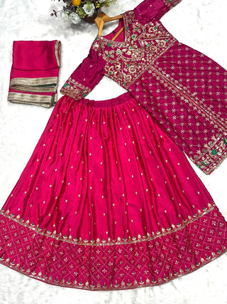 Pink Silk Kali Cut Lehenga Set ClothsVilla
