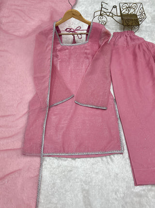 Pink Silk Kurta Salwar Set ClothsVilla