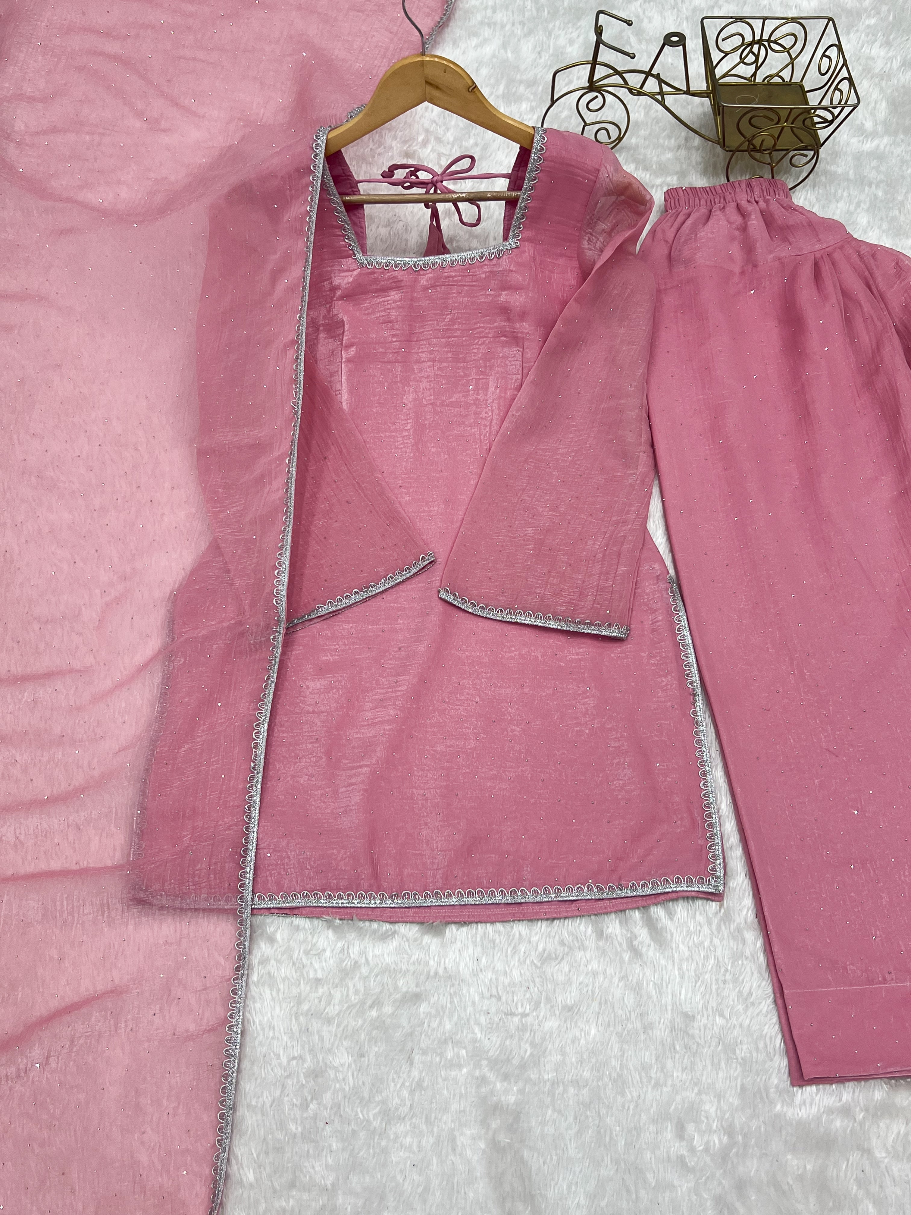 Pink Silk Kurta Salwar Set ClothsVilla