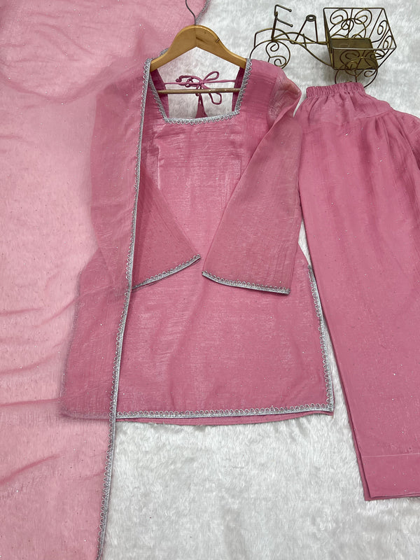 Pink Silk Kurta Salwar Set ClothsVilla