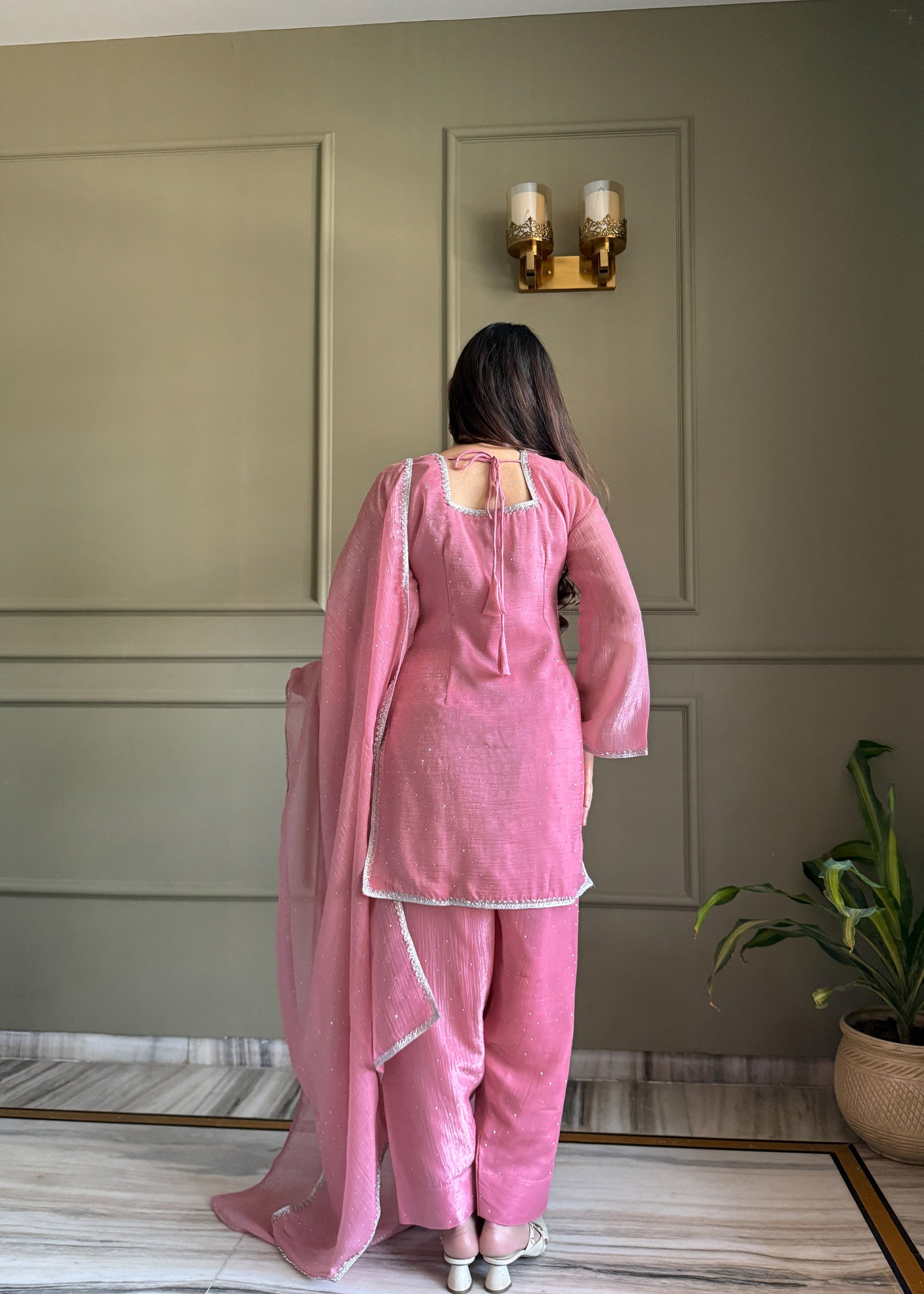 Pink Silk Kurta Salwar Set ClothsVilla