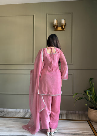 Pink Silk Kurta Salwar Set ClothsVilla