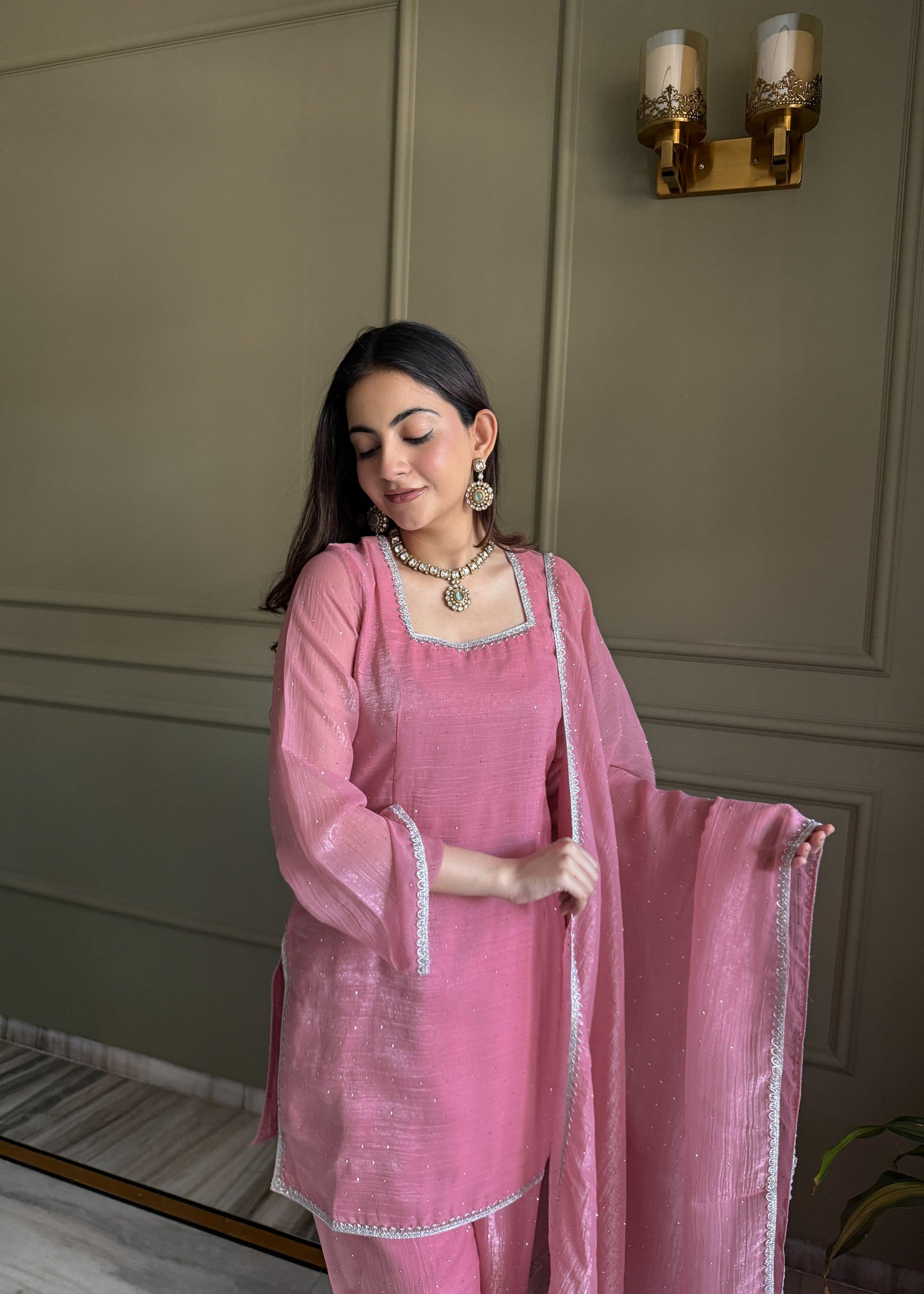 Pink Silk Kurta Salwar Set ClothsVilla
