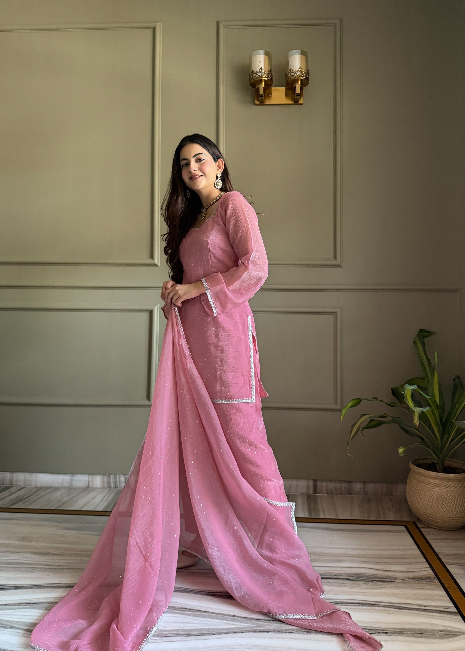 Pink Silk Kurta Salwar Set ClothsVilla