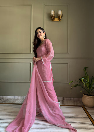 Pink Silk Kurta Salwar Set ClothsVilla