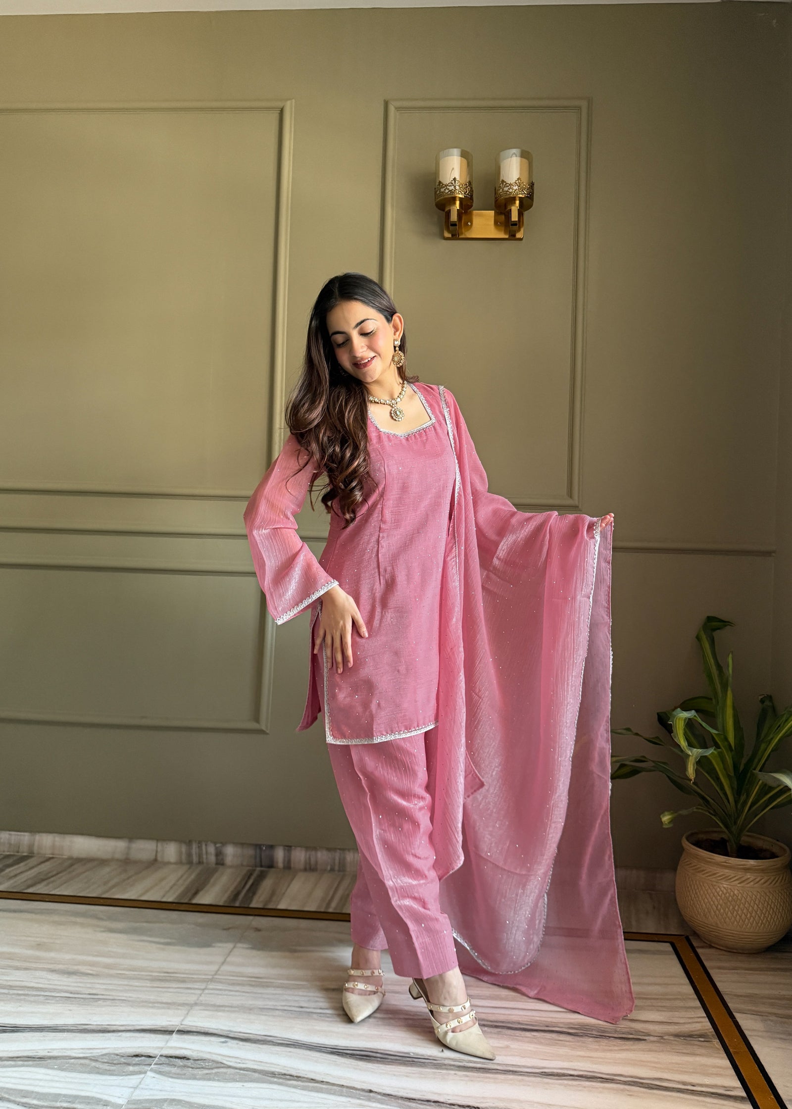 Pink Silk Kurta Salwar Set ClothsVilla