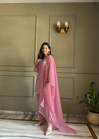 Pink Silk Kurta Salwar Set ClothsVilla