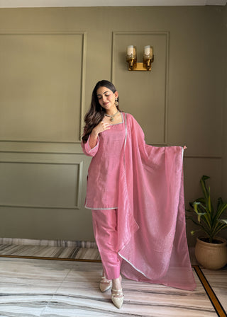 Pink Silk Kurta Salwar Set ClothsVilla