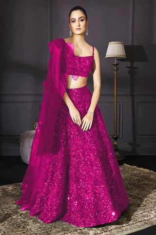 Pink Sparkle & Shine – Velvet Sequin Lehenga Set ClothsVilla