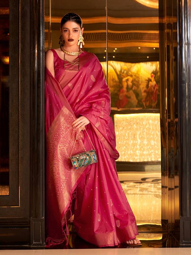 Pink Stunning Bollywood Style Tussar Silk Saree ClothsVilla