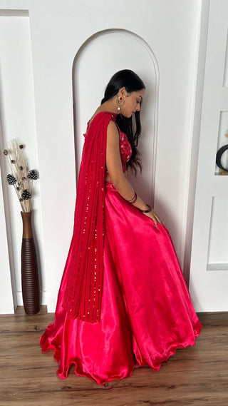Pink Stunning Japan Satin Silk Lehenga Set with Sequins & Thread Work ClothsVilla
