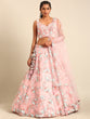 Load image into Gallery viewer, Pink Stunning Semi-Stitched Lehenga Choli Set with Zari, Sequins &amp; Moti Embroidered Net ClothsVilla