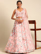 Load image into Gallery viewer, Pink Stunning Semi-Stitched Lehenga Choli Set with Zari, Sequins &amp; Moti Embroidered Net ClothsVilla