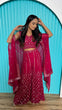 Load image into Gallery viewer, Pink Stylish Indo-Western Georgette Plazo Set with Foil Mirror &amp; Thread Work ClothsVilla