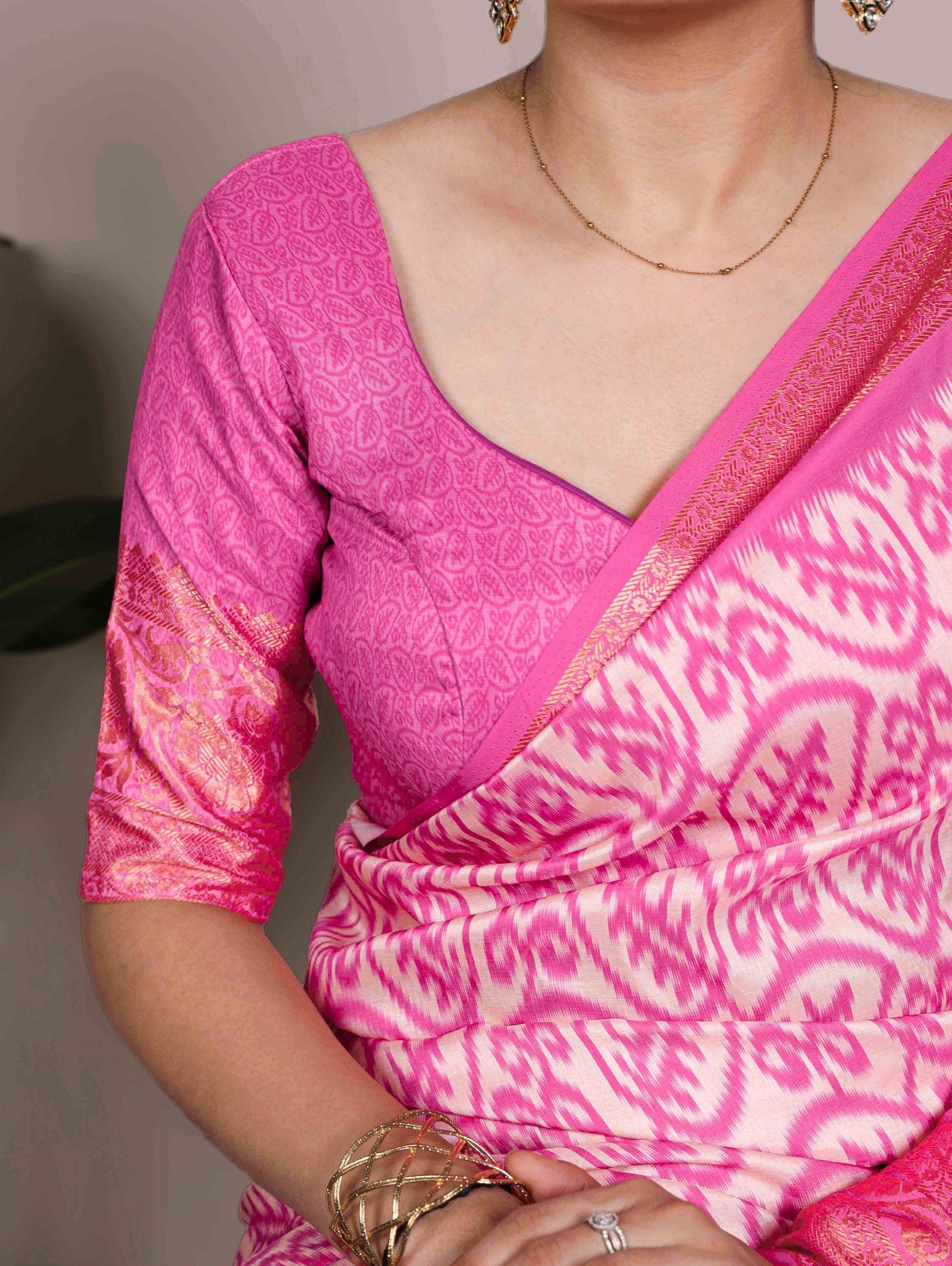 Pink Tasar Silk Printed Saree ClothsVilla