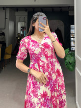 Load image into Gallery viewer, Pink Three-Layered Ethnic Rayon Frock with Elegant Foil Print ClothsVilla