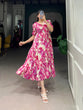 Load image into Gallery viewer, Pink Three-Layered Ethnic Rayon Frock with Elegant Foil Print ClothsVilla